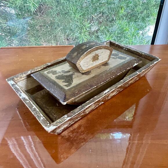 Vintage Florentine Gilt Rocking Blotter & Pen Tray – Italy - Picture 9 of 16